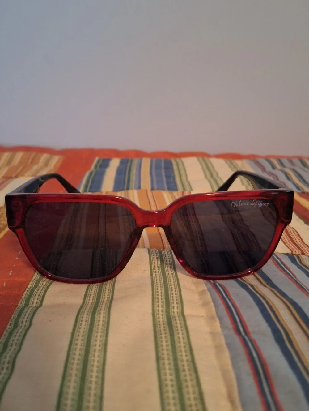 Valerie Spenser Red And Black  Transparent Frame Sunglasses 56/16/115 Cherry